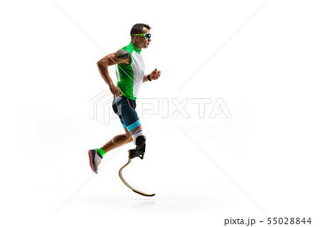 Athlete disabled amputee isolated on white studio background 55028844
