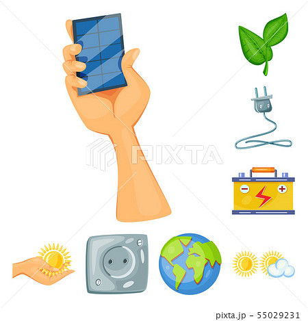 Vector design of and organic sign. Collection of and Solar stock symbol for web. 55029231