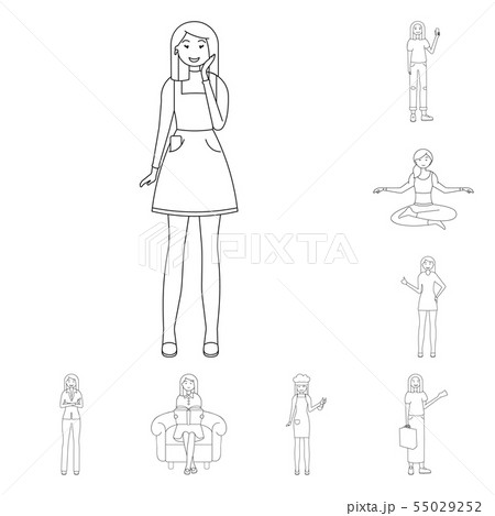 Vector illustration of posture and mood logo. Collection of posture and female stock vector 55029252