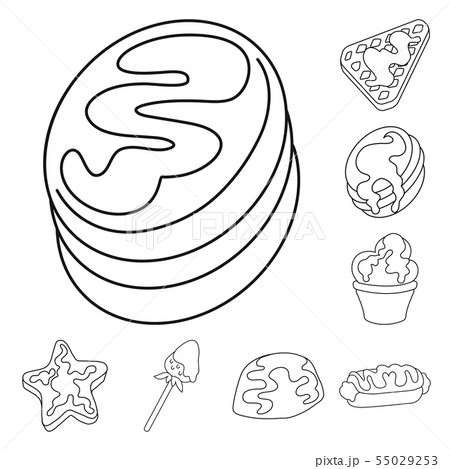 Vector illustration of sweet and product logo. Set of sweet and caramel stock symbol for web. 55029253