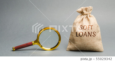 Money bag with the word Soft loans  55029342