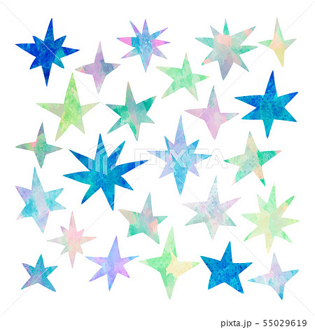 ベクター いろいろな形の星アイコン 水彩のイラスト素材