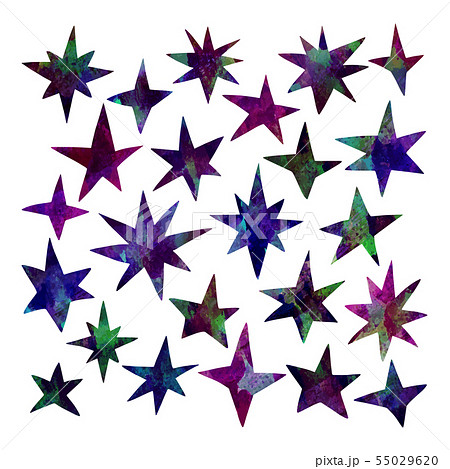 ベクター いろいろな形の星アイコン 水彩のイラスト素材
