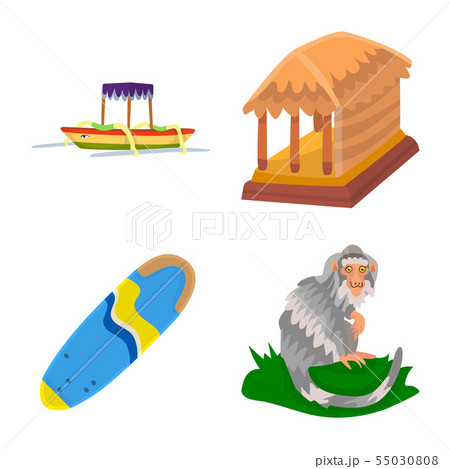 Vector illustration of bali and indonesia symbol. Collection of bali and caribbean vector icon for 55030808
