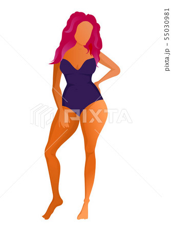Cute tanned woman dressed in swimsuit. Vector illustration. Cute tanned woman dressed in swimsuit. Vector illustration. 55030981