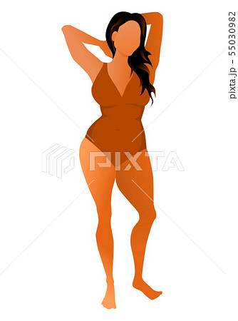 Cute tanned woman dressed in swimsuit. Vector illustration. Cute tanned woman dressed in swimsuit. Vector illustration. 55030982