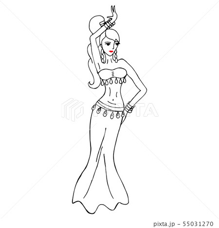 Vector Illustration With Woman Dancing Belly のイラスト素材