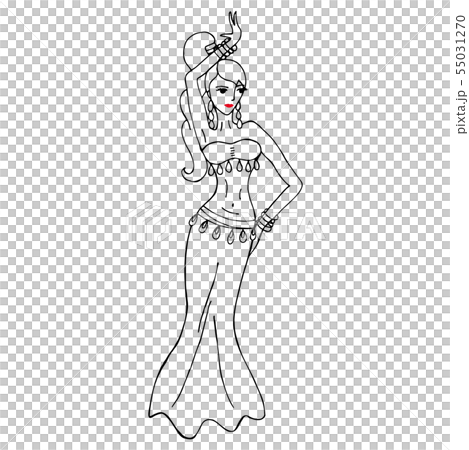 Vector illustration with woman dancing belly dance. Isolated on 55031270