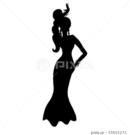 Vector Illustration With Silhouette Of Woman のイラスト素材