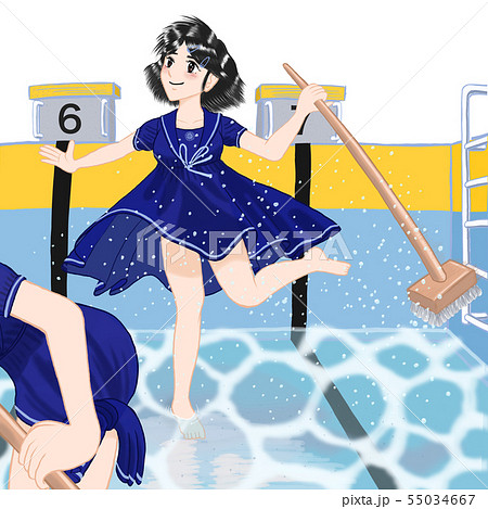 JK由奈「ナツがくる！」紺セーラー服6 空なし、プールあり、2人 55034667