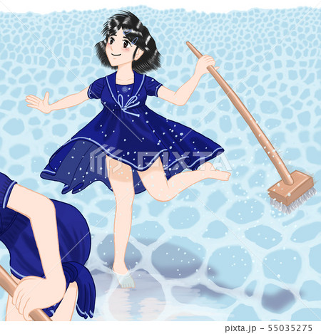 JK由奈「ナツがくる！」紺セーラー服10 空なし、プールなし、2人 55035275