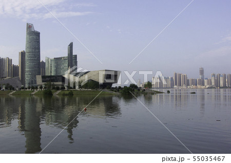 中国長沙市 湘江と瀏陽河の合流点 中国長沙市 湘江と瀏陽河の合流点 55035467