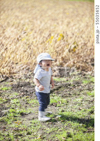 畑で泣く男の子 55035652