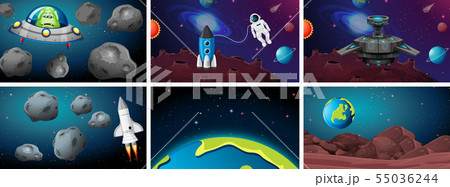 Set of space scenes Set of space scenes 55036244