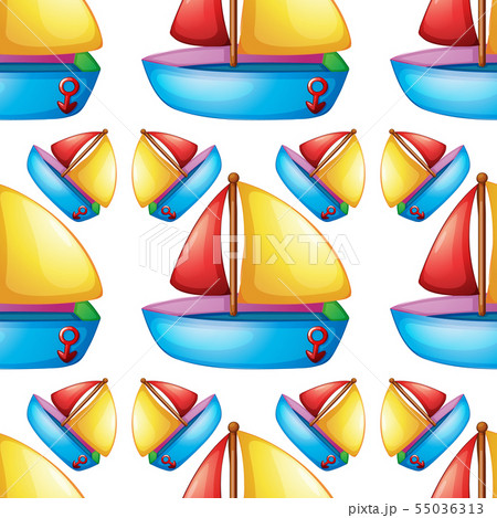 Seamless pattern tile cartoon with toy boat 55036313