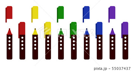 5色カラーペン セットのイラスト素材