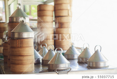 Bamboo basket with steam,Tool for dim sum steamers 55037715