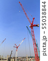 Construction site with many construction cranes. 55038844