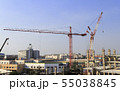 Construction site with many construction cranes. 55038845
