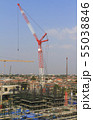 Construction site with many construction cranes. 55038846