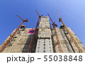 Construction high-rise building with crane work. 55038848
