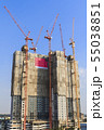 Construction high-rise building with crane. 55038851