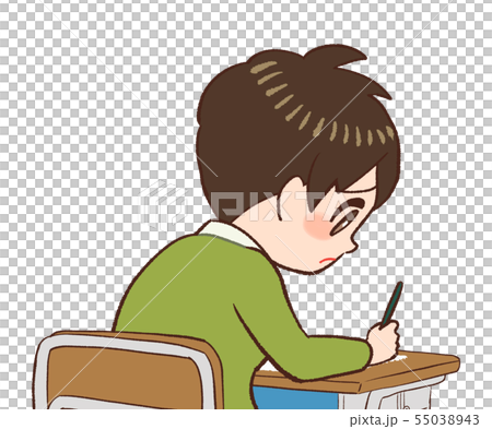 教室 机 椅子　うつむく子供 55038943