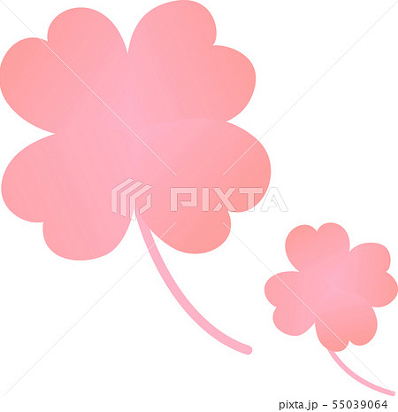 四つ葉のクローバー 二本 ピンクのイラスト素材