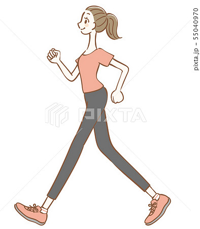 歩いている女性のイラストのイラスト素材