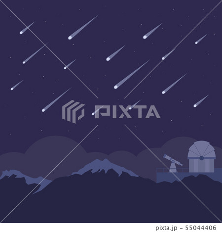 Meteor shower with astronomical observatory 55044406