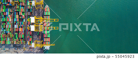 Container ship carrying container for import and 55045923