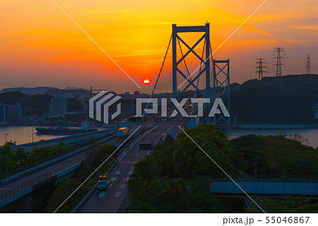 関門海峡　夕景 55046867