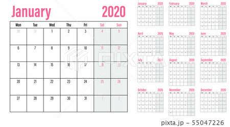 Calendar planner 2020 template vector illustration 55047226