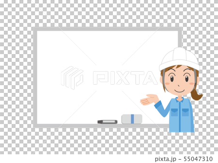 Helmet female worker whiteboard description Helmet female worker whiteboard description 55047310