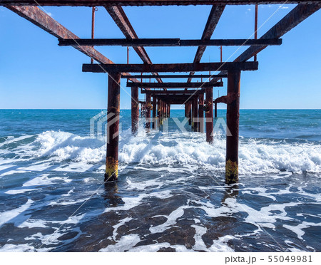 Under the abandoned pier. Under the abandoned pier. 55049981