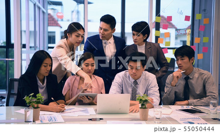 Business concept. The boss is working on the Business concept. The boss is working on the 55050444