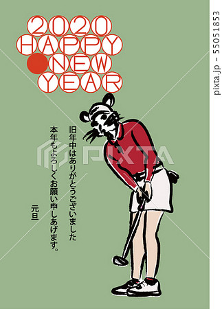 年賀はがき_ねずみゴルフ 年賀はがき_ねずみゴルフ 55051853