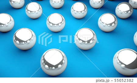 Many glossy balls with reflections are on surface, isometric background, modern computer generated 55052382