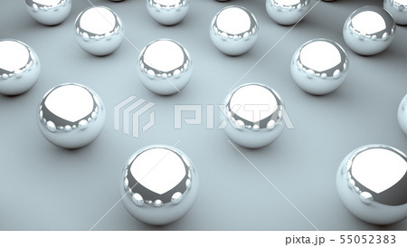 Many glossy balls with reflections are on surface, isometric background, modern computer generated Many glossy balls with reflections are on surface, isometric background, modern computer generated 55052383