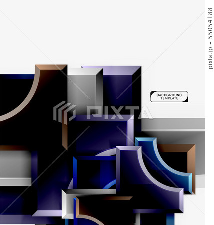 3d futuristic shapes vector abstract background made of glossy pieces with light effects 55054188