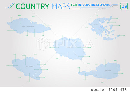 Czech Republic, Poland, Austria, Belgium and Greece Vector Maps Czech Republic, Poland, Austria, Belgium and Greece Vector Maps 55054453