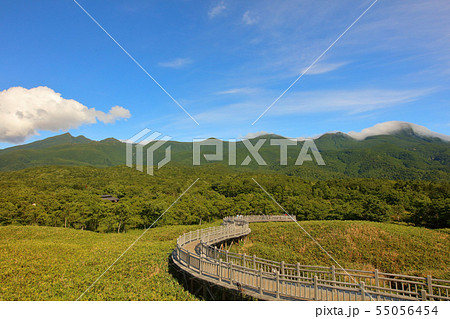 知床五湖_高架木道からの知床連山_広角 55056454