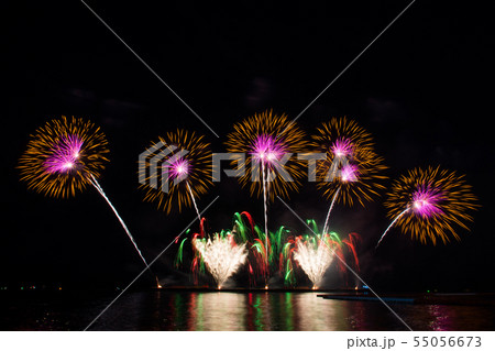 Beautiful firework display for celebration over Beautiful firework display for celebration over 55056673