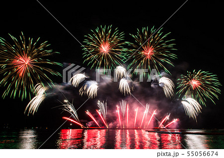 Beautiful firework display for celebration over 55056674
