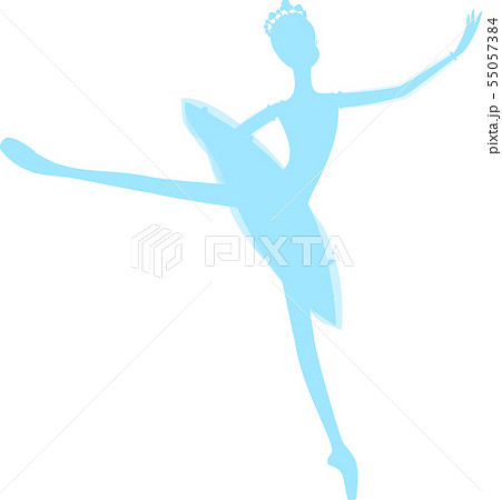 バレエ バレリーナ ブルー シルエットのイラスト素材