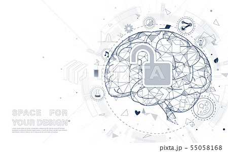 Unlock creativity brain form lines and particle Unlock creativity brain form lines and particle 55058168