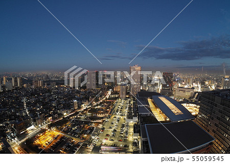 川崎・羽田・都心方面 俯瞰 夕方 魚眼 Kawasaki, Tokyo in the evening 川崎・羽田・都心方面 俯瞰 夕方 魚眼 Kawasaki, Tokyo in the evening 55059545
