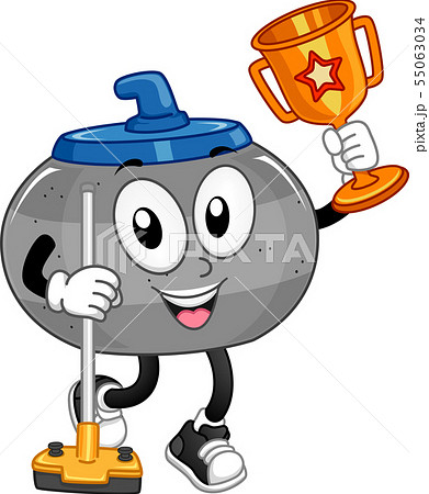 Mascot Curling Trophy Illustration Mascot Curling Trophy Illustration 55063034