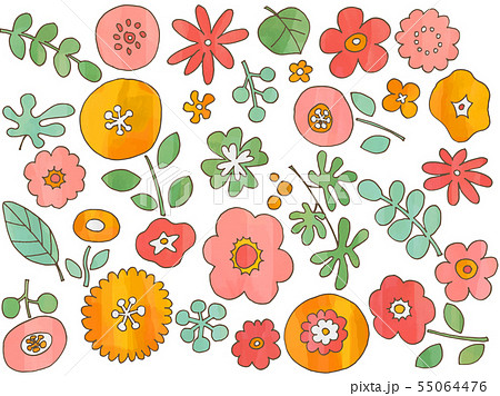 手描き水彩風お花詰め合わせ 55064476