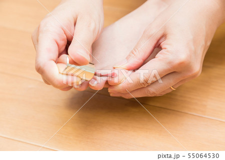 足のマニュキュアを塗る女性 足のマニュキュアを塗る女性 55064530